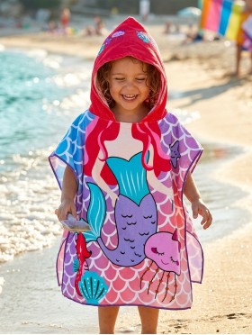 Kids Mermaid Patterned Hoodie Towel